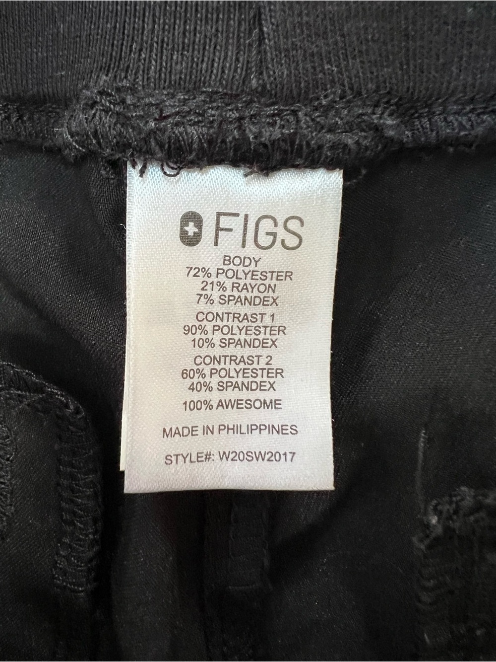 FIGS Bristol Slim Mid Rise Tapered Jogger Scrub Pants in Black (PO #1556), Small - Picture 6 of 8